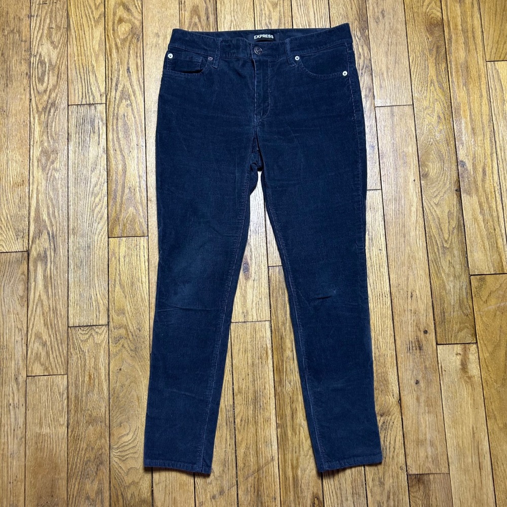 Express Navy Blue Corduroy Mid Rise Legging Pants Size 8R ID 90069 Stretch